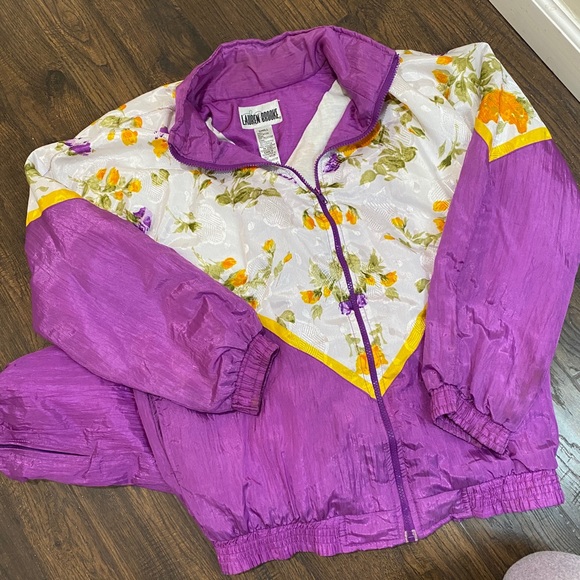 Vintage Other - VTG Lauren Brooke Purple Floral WINDBREAKER Set